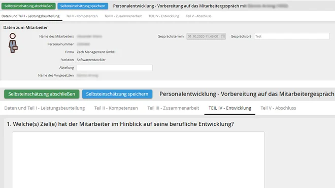 JobRouter® Oberfläche Vorbereitung auf das Mitarbeitergespräch