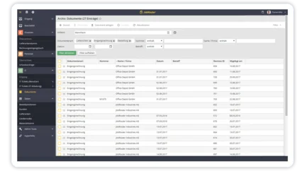 JobRouter Oberfläche mit dem JobRouter Archiv für revisionssichere Archivierung und digitales Dokumentenmanagement. 
