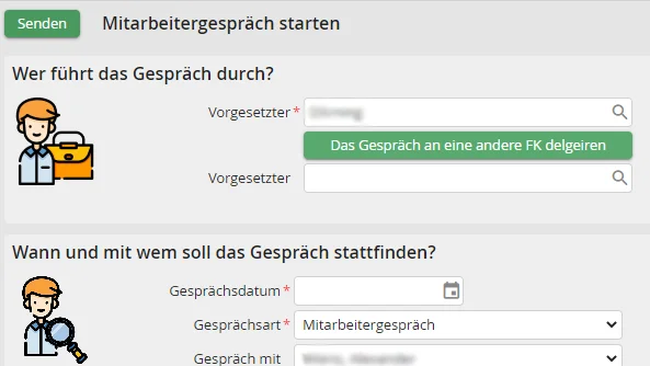 JobRouter® Oberfläche: Mitarbeitergespräch Starten
