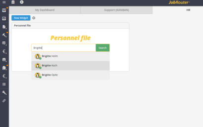 Screenshot digital personnel files - Search by name