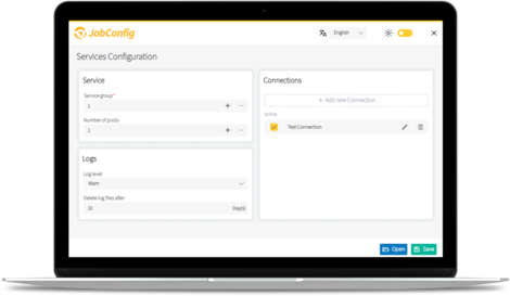 Screenshot of the JobRouter® interface: Service configuration