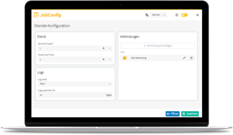 Screenshot der JobRouter® Oberfläche: Dienstekonfiguration