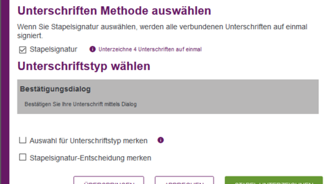 Screenshot Unterschriftentyp wählen