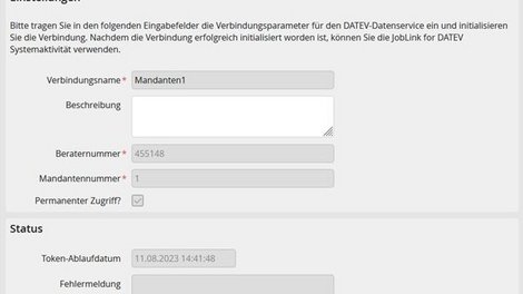 Screenshot Datev Einstellungen