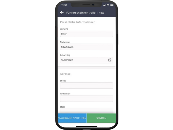 Formular Führerschein JobRouter Mobile App