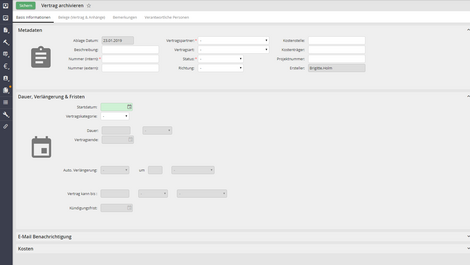 Screenshot Vertragsmanagement