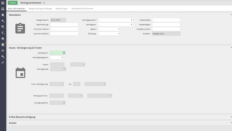 Screenshot Vertragsmanagement 
